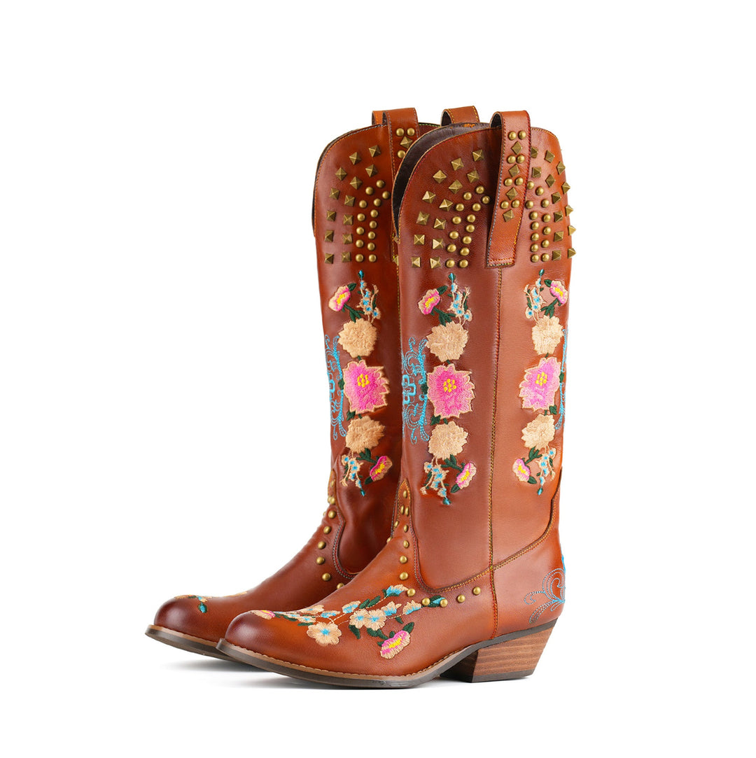 Wildflower Studded Leather Boots