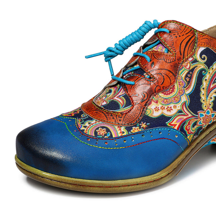 Bohemian Flower Painted  Brogue Shoes