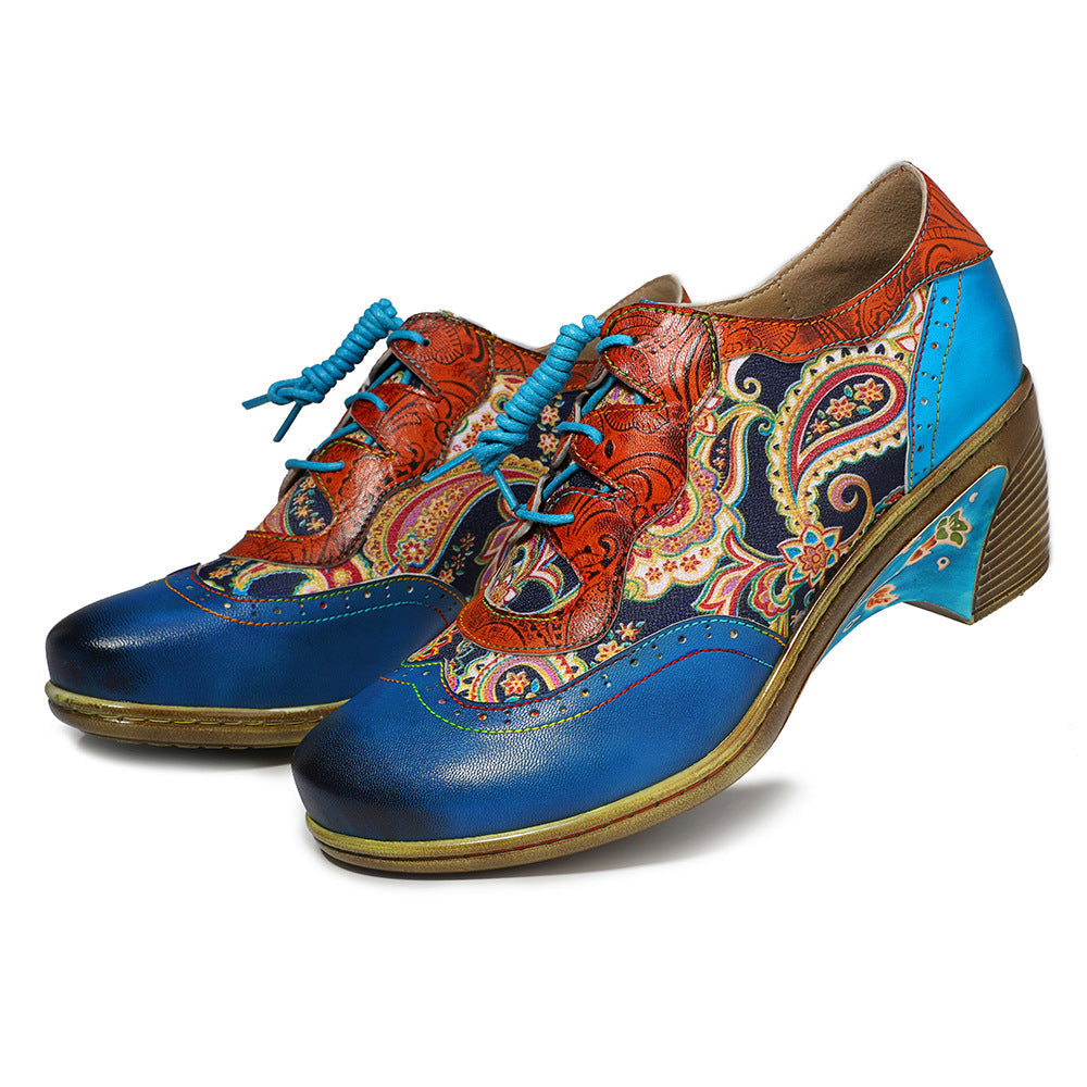 Bohemian Flower Painted  Brogue Shoes