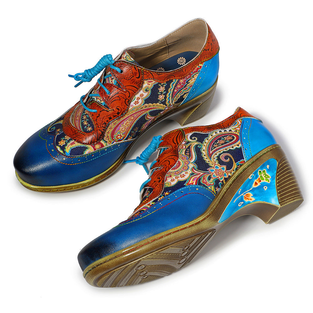 Bohemian Flower Painted  Brogue Shoes