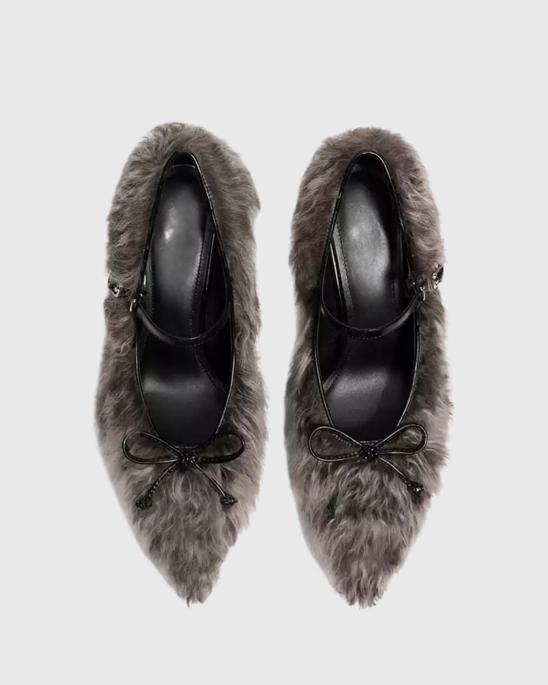 Caro Bow Faux Fur Pumps In Brown