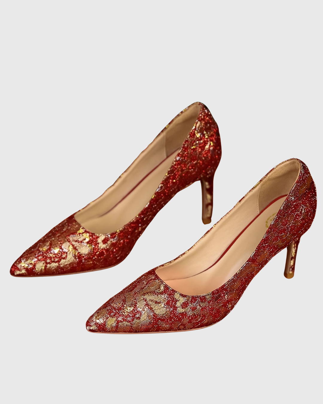 Azalea Pattern Sequin Pumps In Red