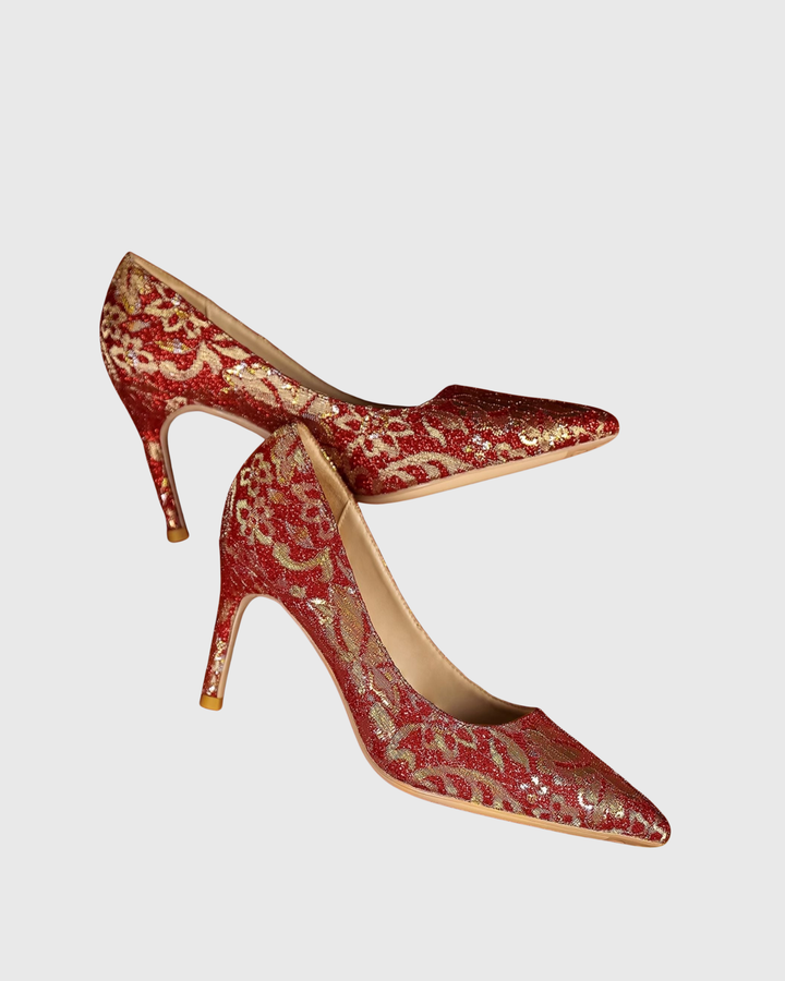 Azalea Pattern Sequin Pumps In Red