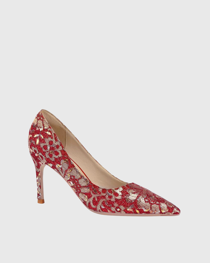 Azalea Pattern Sequin Pumps In Red