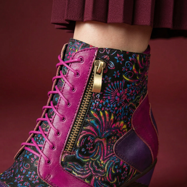 Retro Handmade Leather Patchwork Ankle Boots