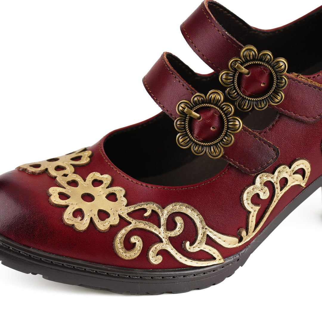 Vintage Burgundy Mary Jane Pumps