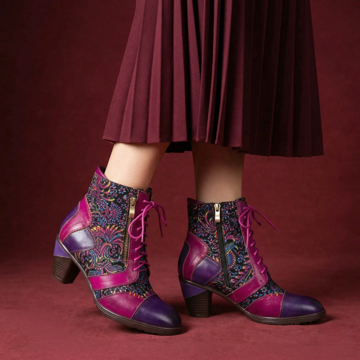 Retro Handmade Leather Patchwork Ankle Boots