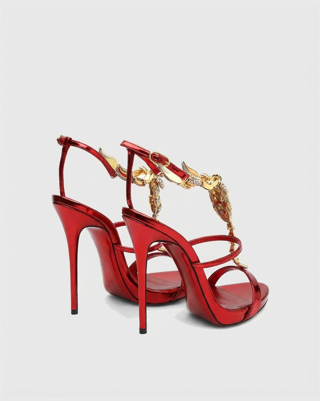 Pia | Women's Rhinestone Scorpion Strap Sandals in Red