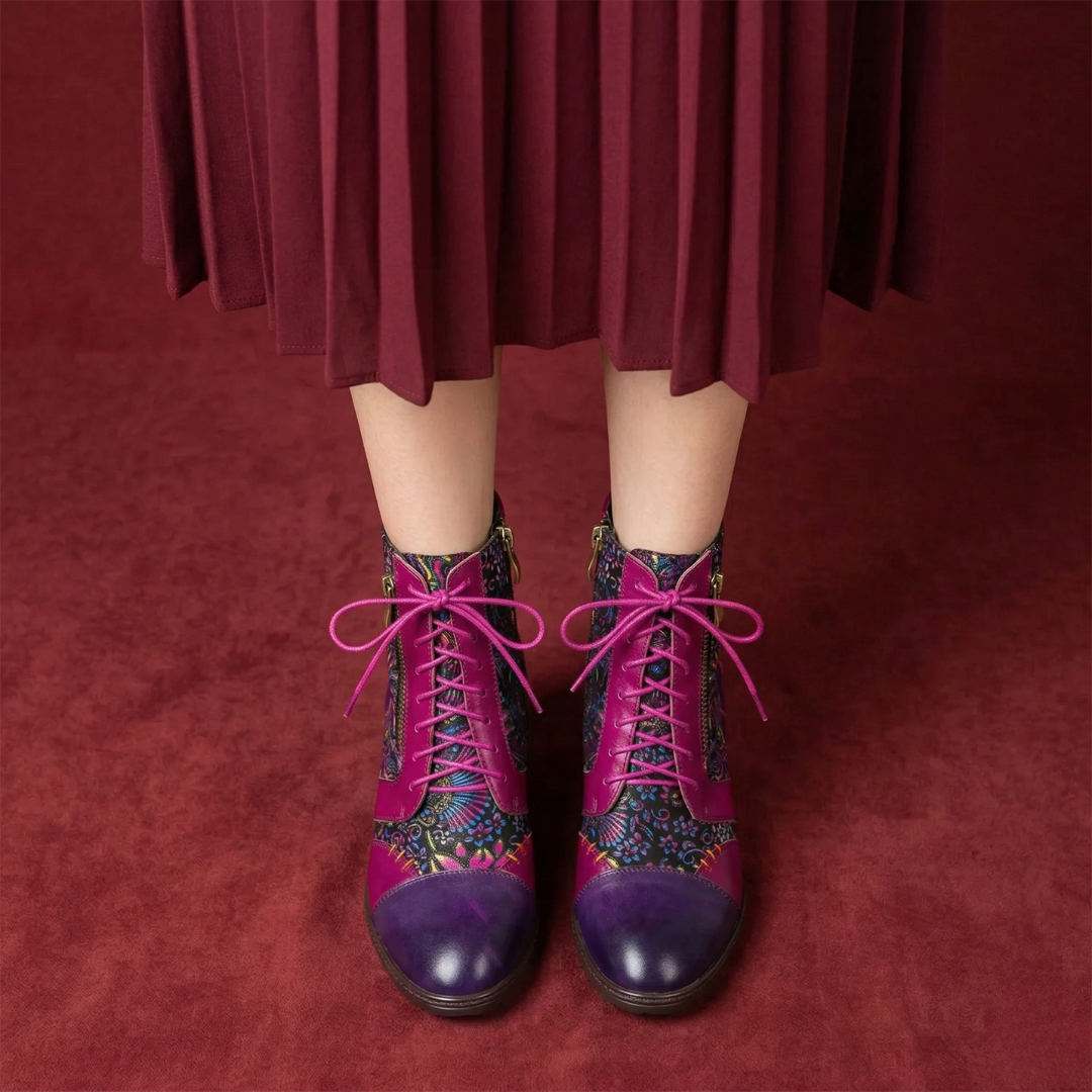 Retro Handmade Leather Patchwork Ankle Boots