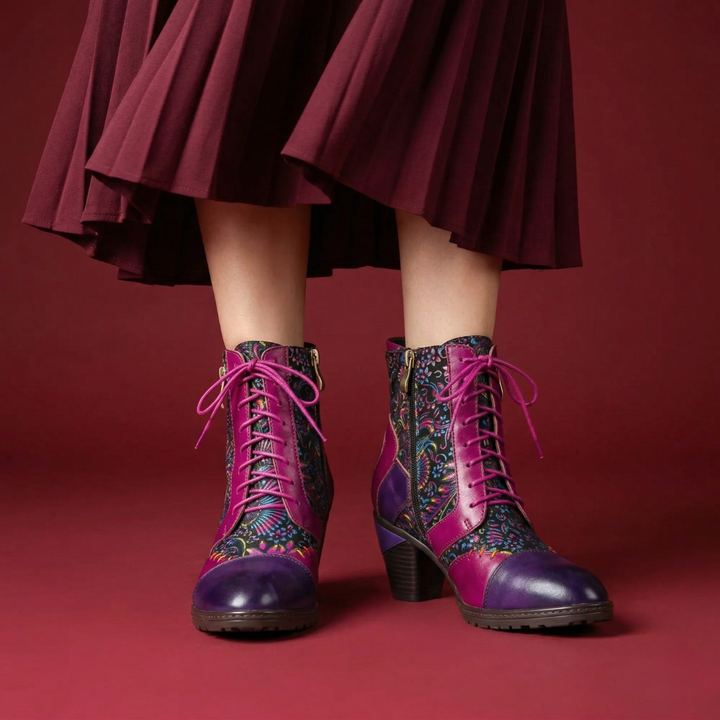 Retro Handmade Leather Patchwork Ankle Boots