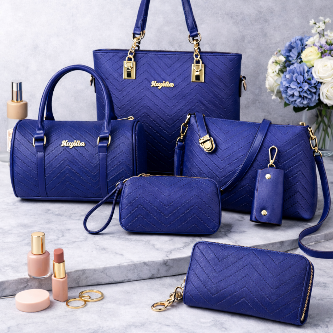 Amanda | Classic 6-Piece PU Leather Tote & Crossbody Bag Set