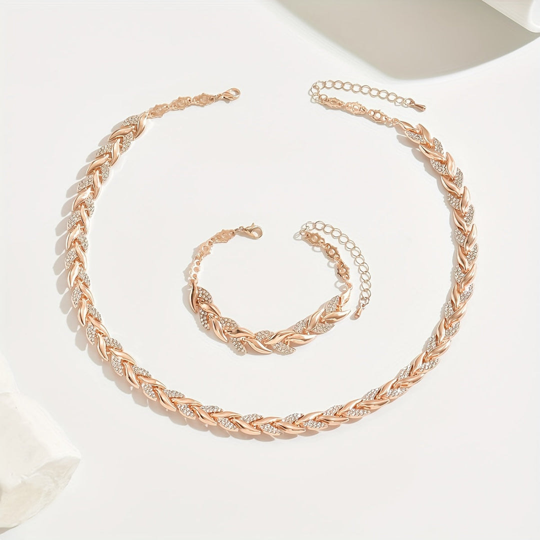 Elara™ | Timeless Leaf-Link Necklace & Bracelet Set