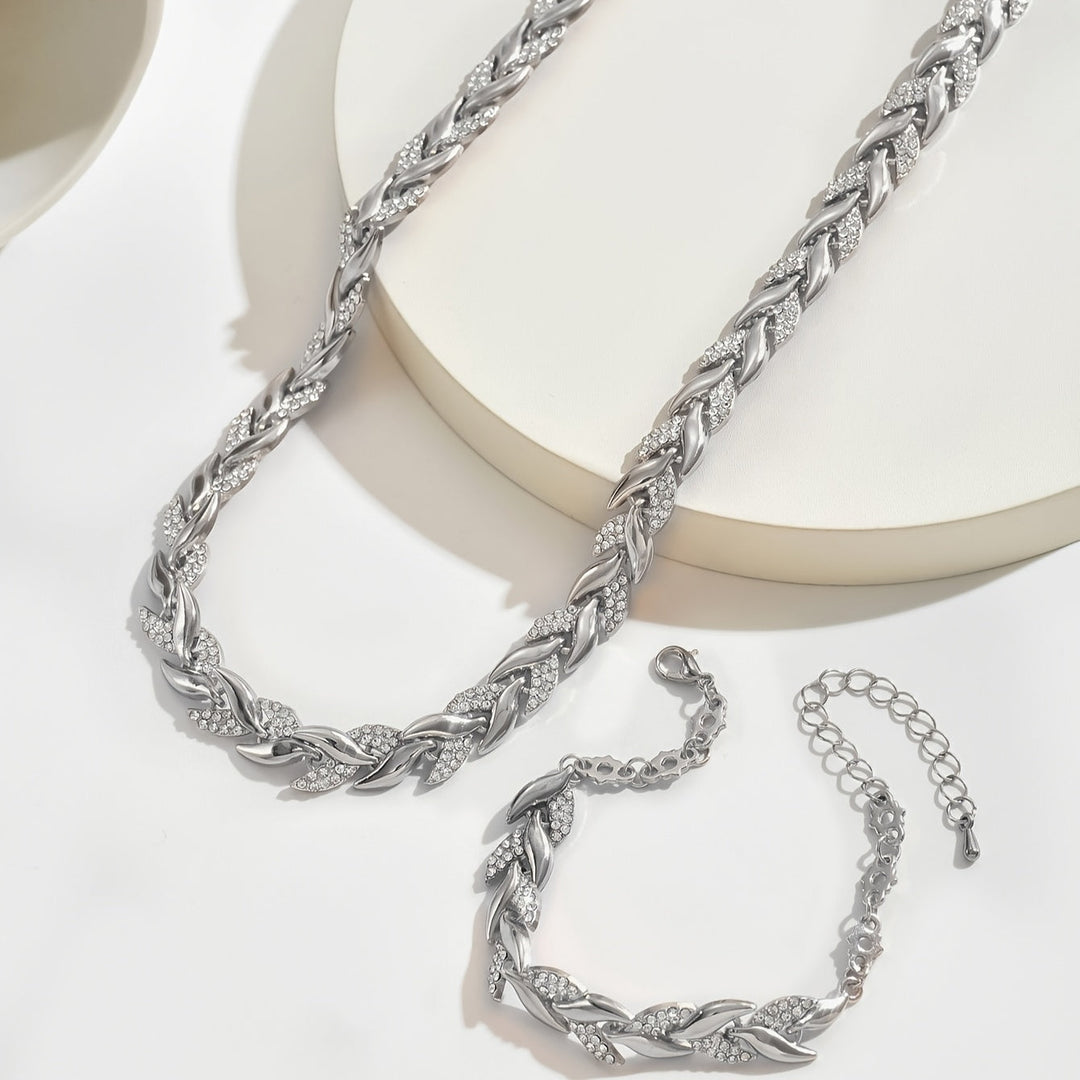 Elara™ | Timeless Leaf-Link Necklace & Bracelet Set