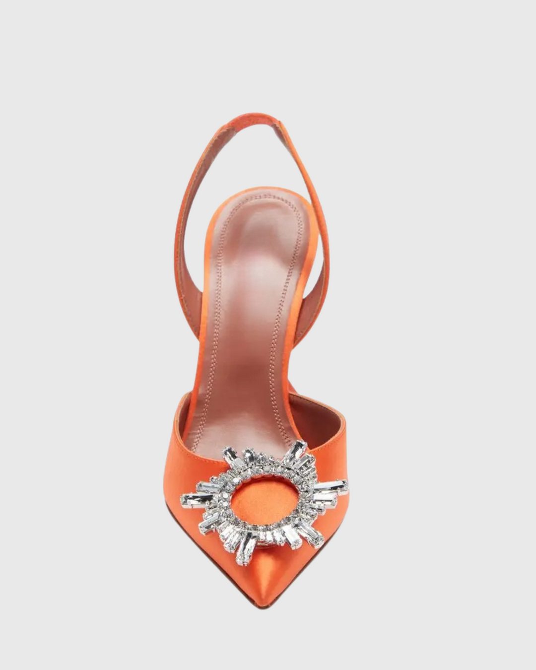 Desideria | Women's Rhinestone Slingback Flared Heels in Orange