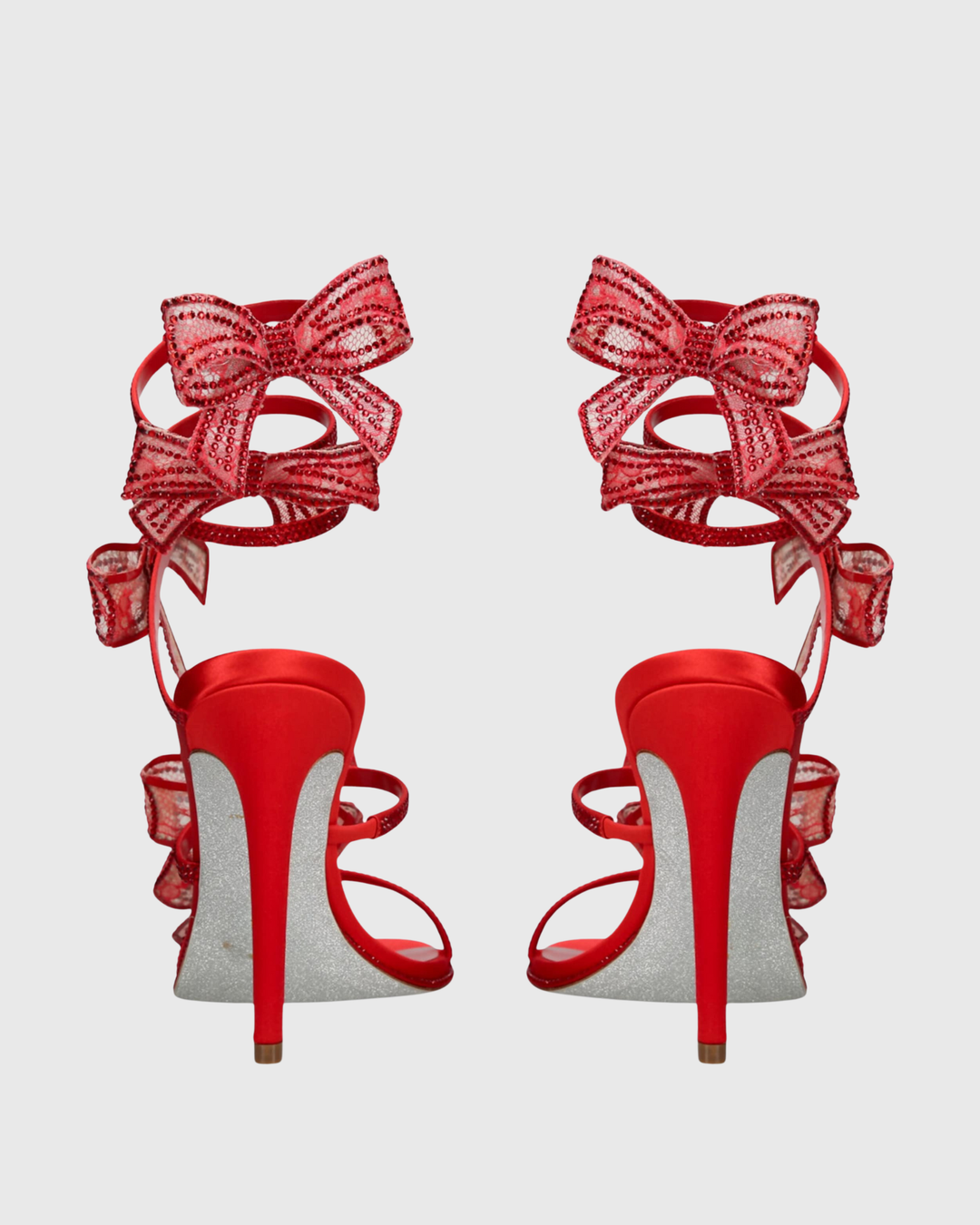 Elisa Bow Snake Sandals In Red