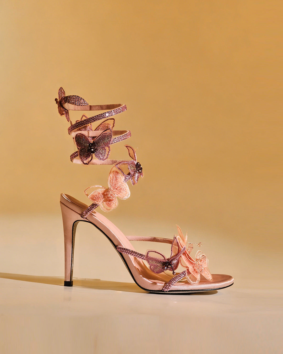 Elisa | Women's Glitter Butterfly Snake Heeled Sandals
