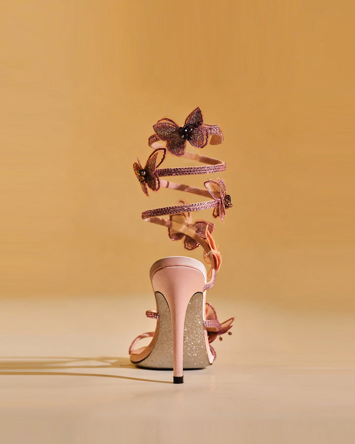 Elisa | Women's Glitter Butterfly Snake Heeled Sandals