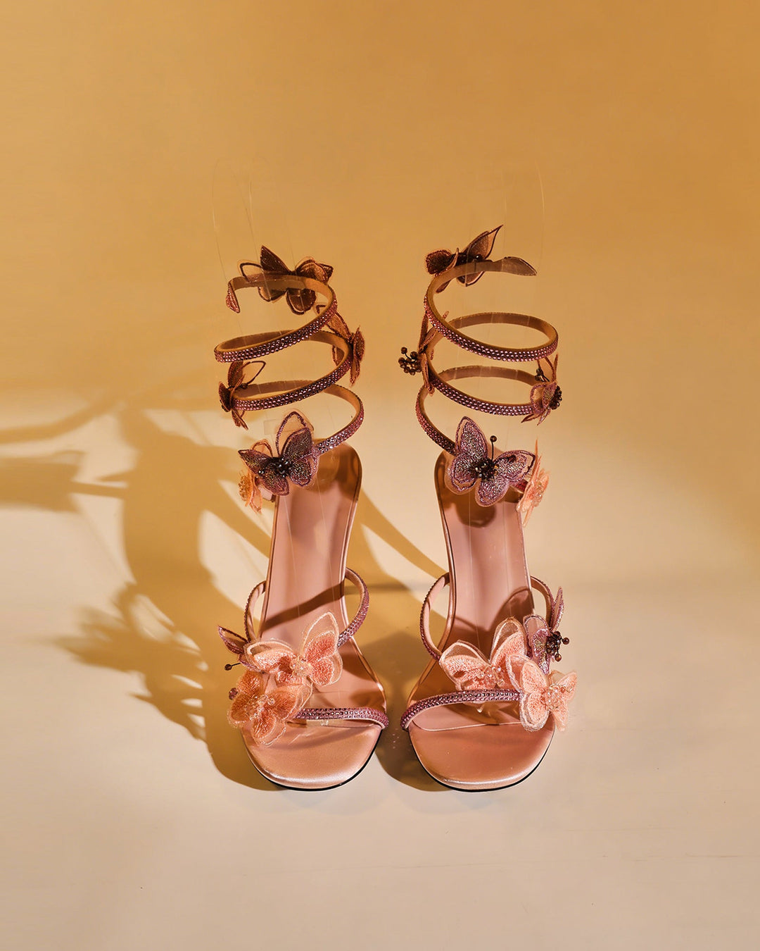 Elisa | Women's Glitter Butterfly Snake Heeled Sandals