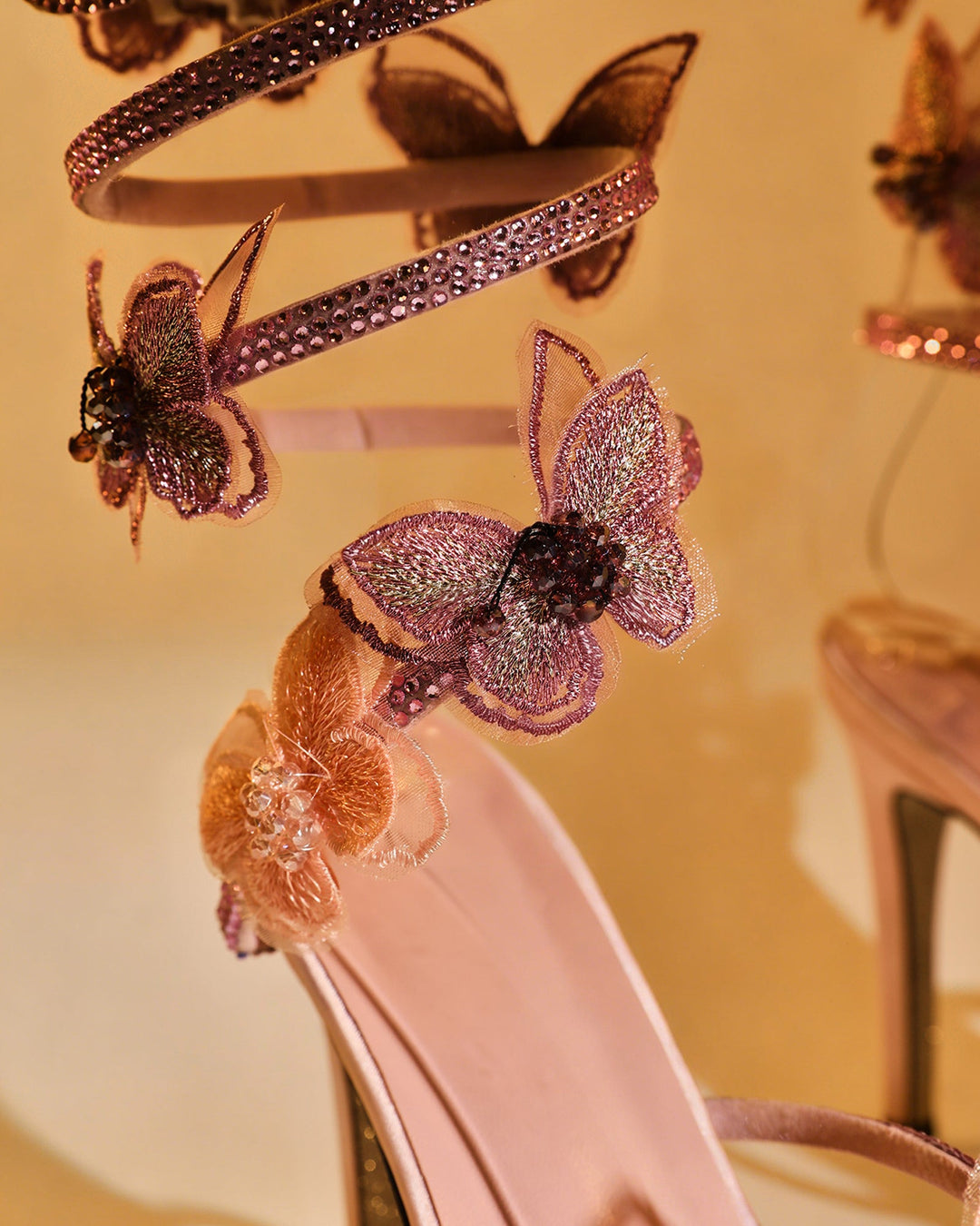 Elisa | Women's Glitter Butterfly Snake Heeled Sandals