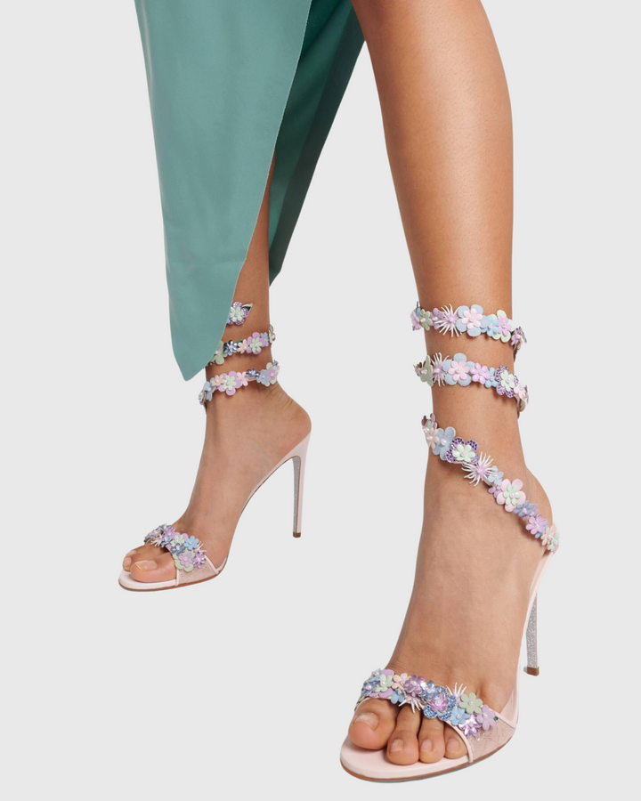 Elisa | Women's Multicolor Flower Lace-Up Sandals