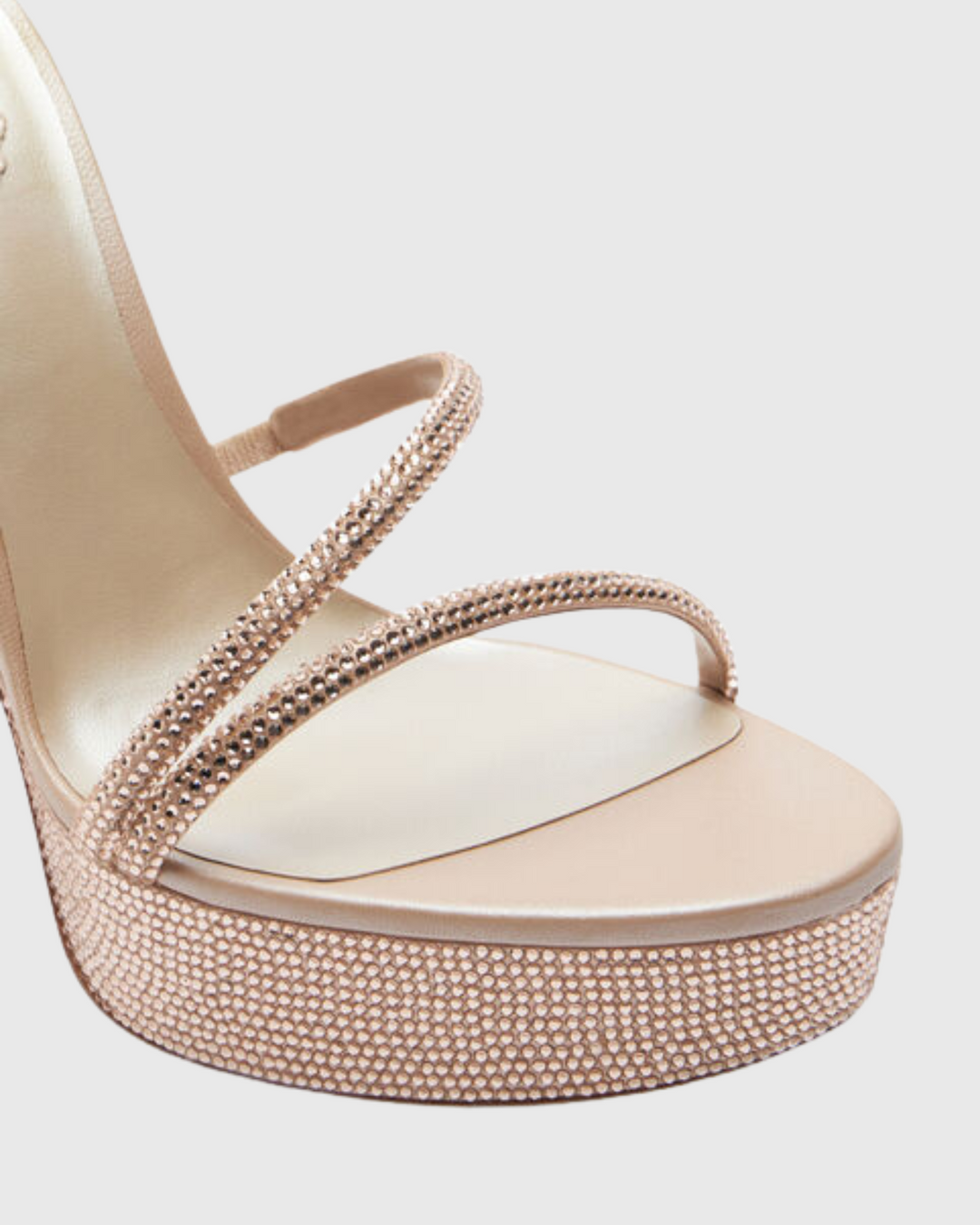Elisa | Women's Rhinestone Snake Platform Sandals in Beige