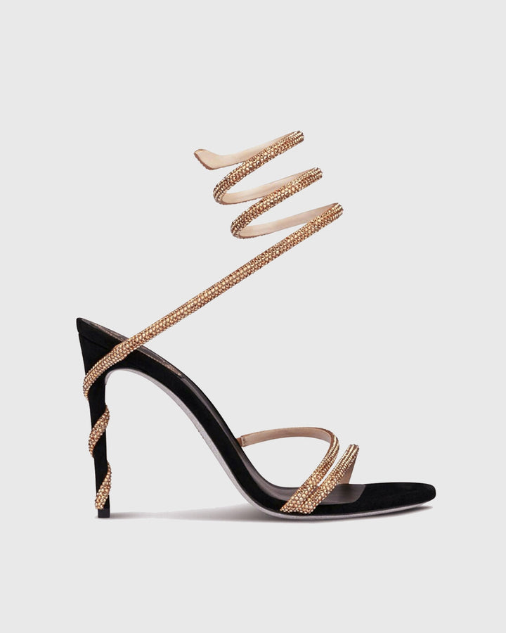 Elisa | Women's Rhinestone Snake Lace-Up Heeled Sandals