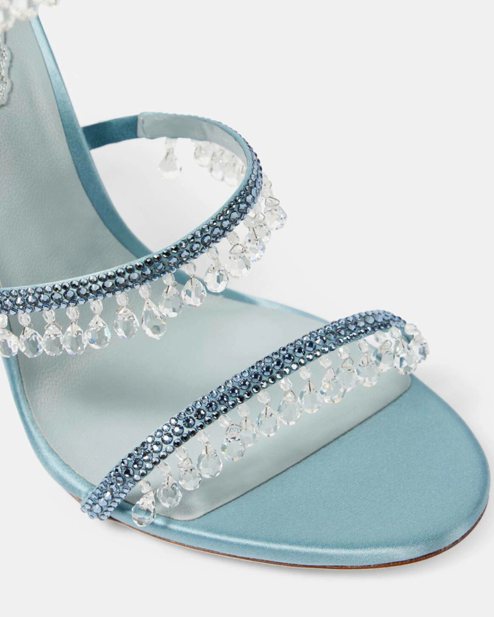 Elisa | Women's Rhinestone Fringe Snake Sandals in Sky Blue