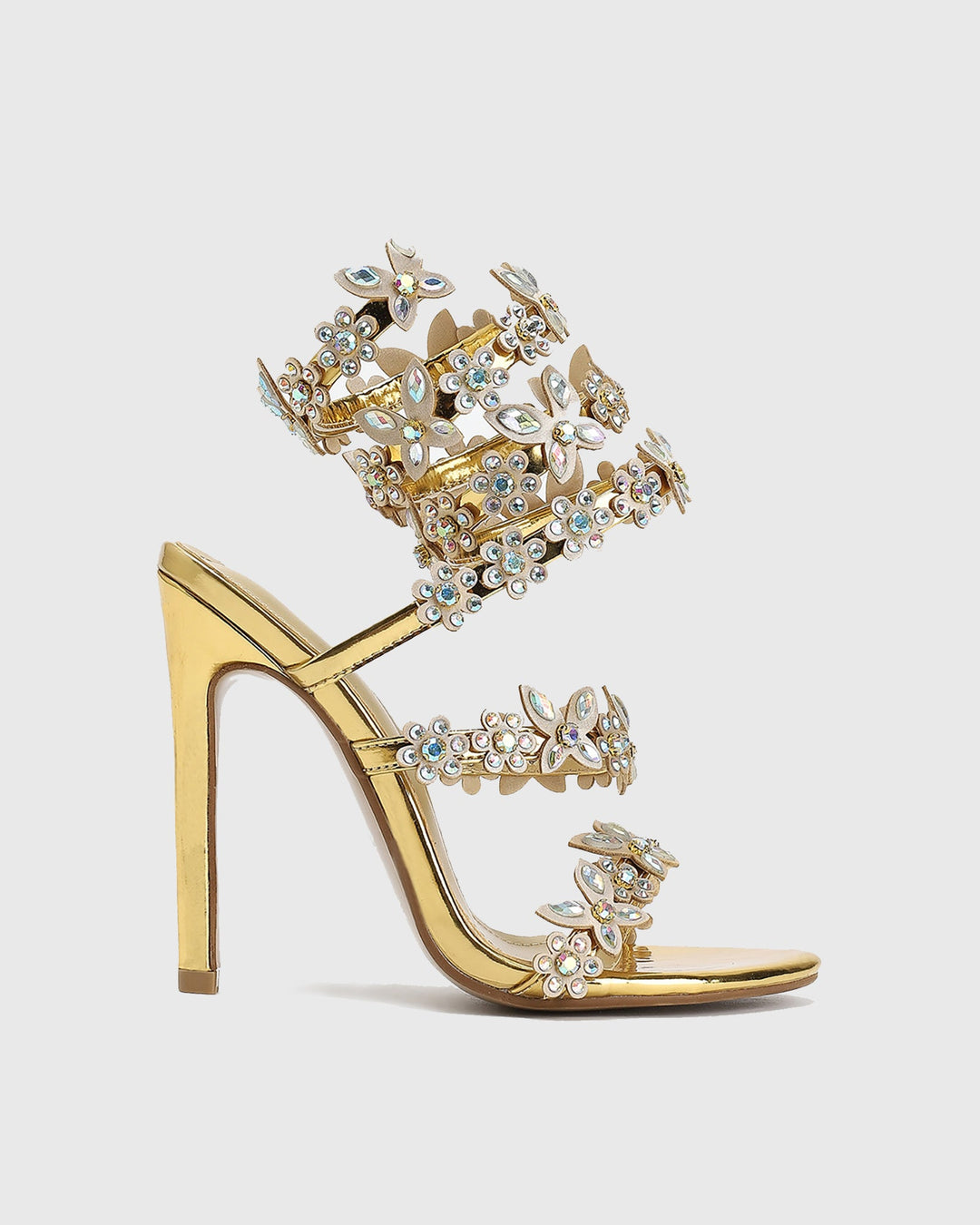 Elisa | Women's Rhinestone Butterfly Snake Sandals in Gold