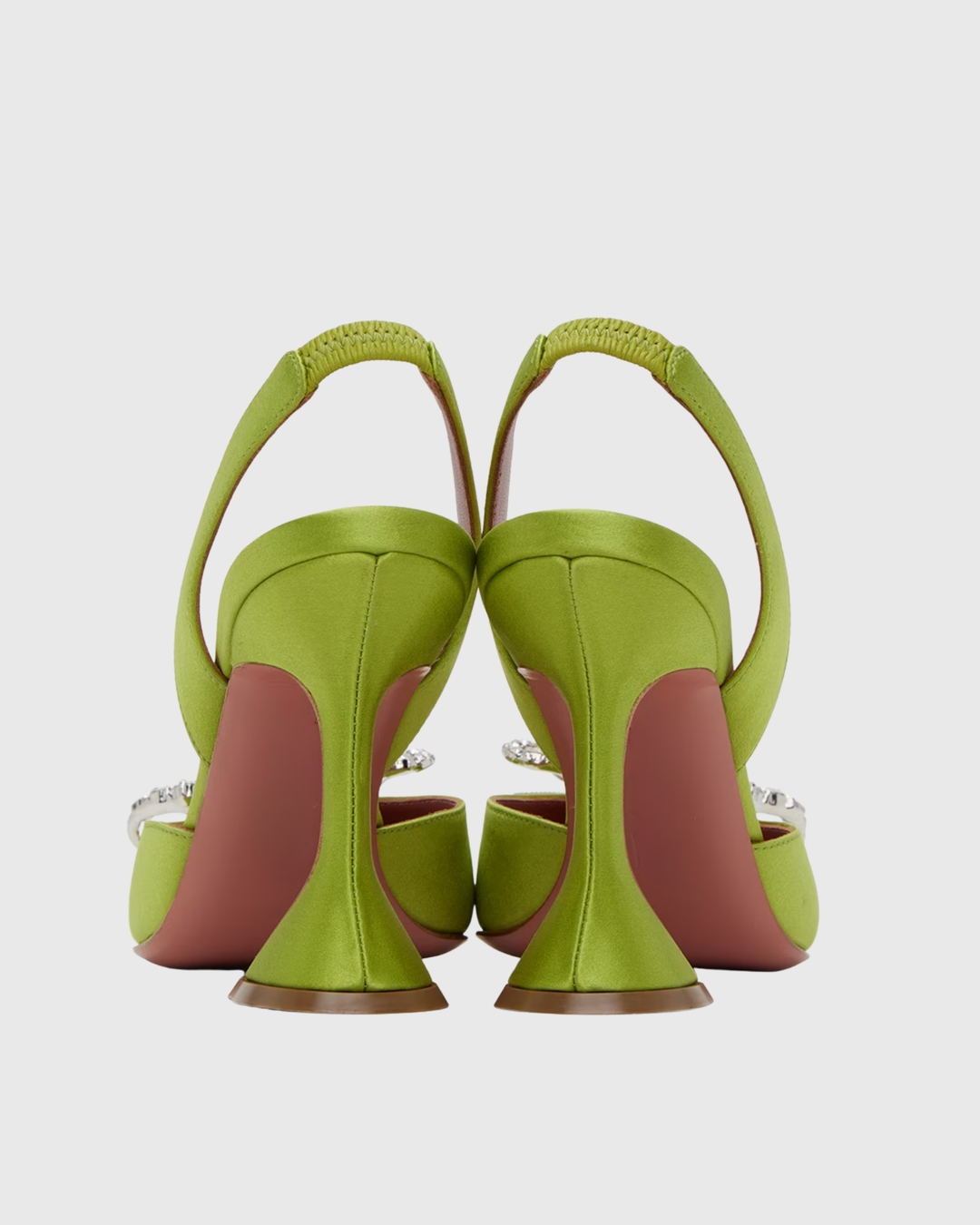 Fedora | Women's Crystal Bow Satin Slingback Pumps in Green