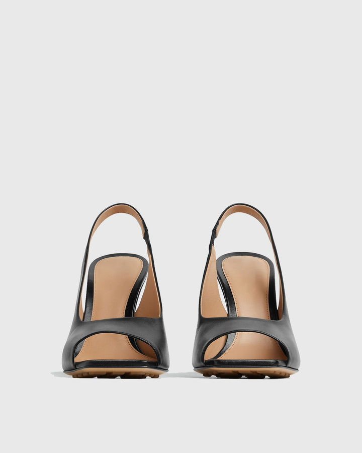 Fiamma | Women's Leather Metal Knot Heeled Sandals in Black
