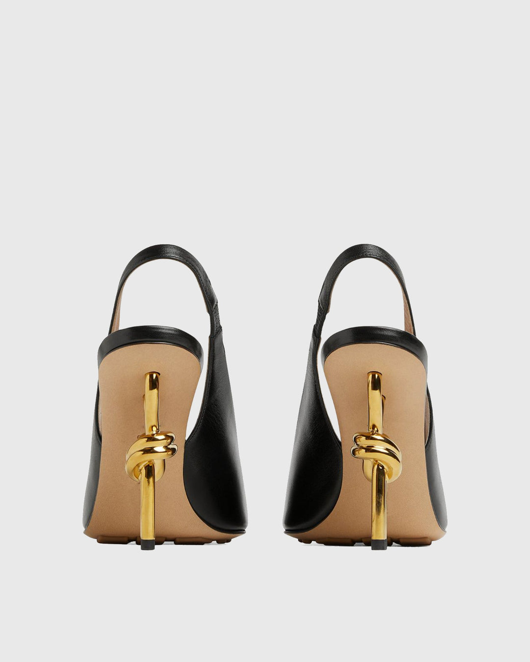 Fiamma | Women's Leather Metal Knot Heeled Sandals in Black