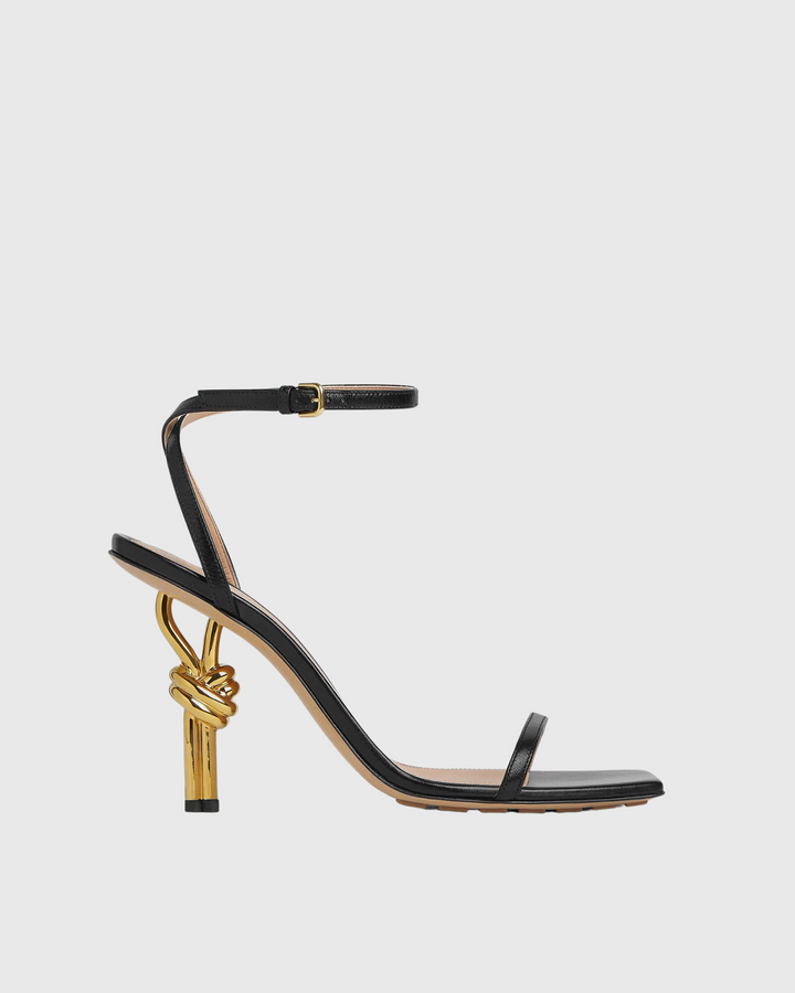 Fiamma | Women's Metal Knot Heeled Sandals in Black