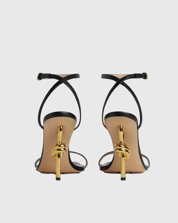 Fiamma | Women's Metal Knot Heeled Sandals in Black