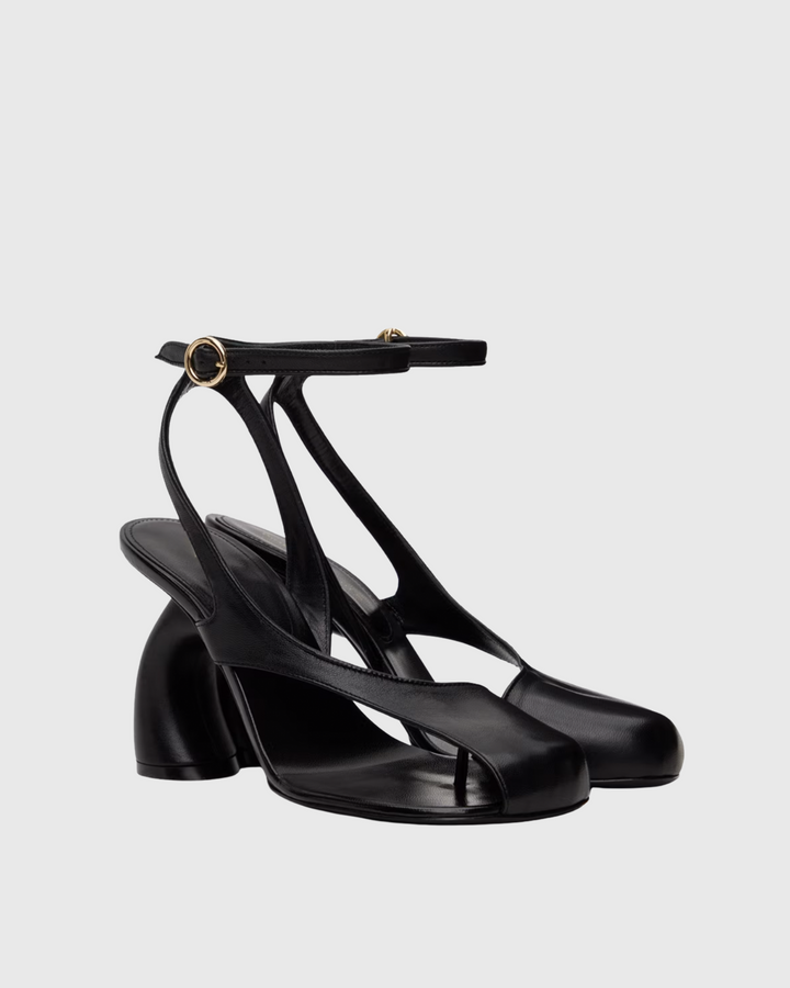 Fina | Women's Split Toe Sculptural Heel Sandals in Black