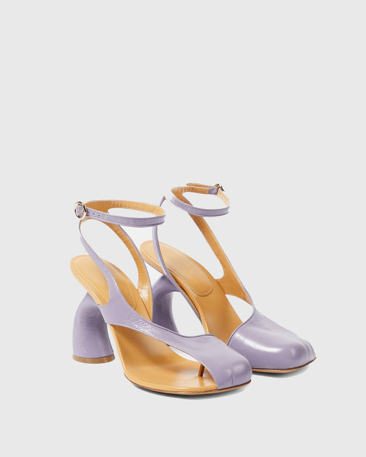 Fina | Women's Split Toe Flared Heel Sandals in Purple