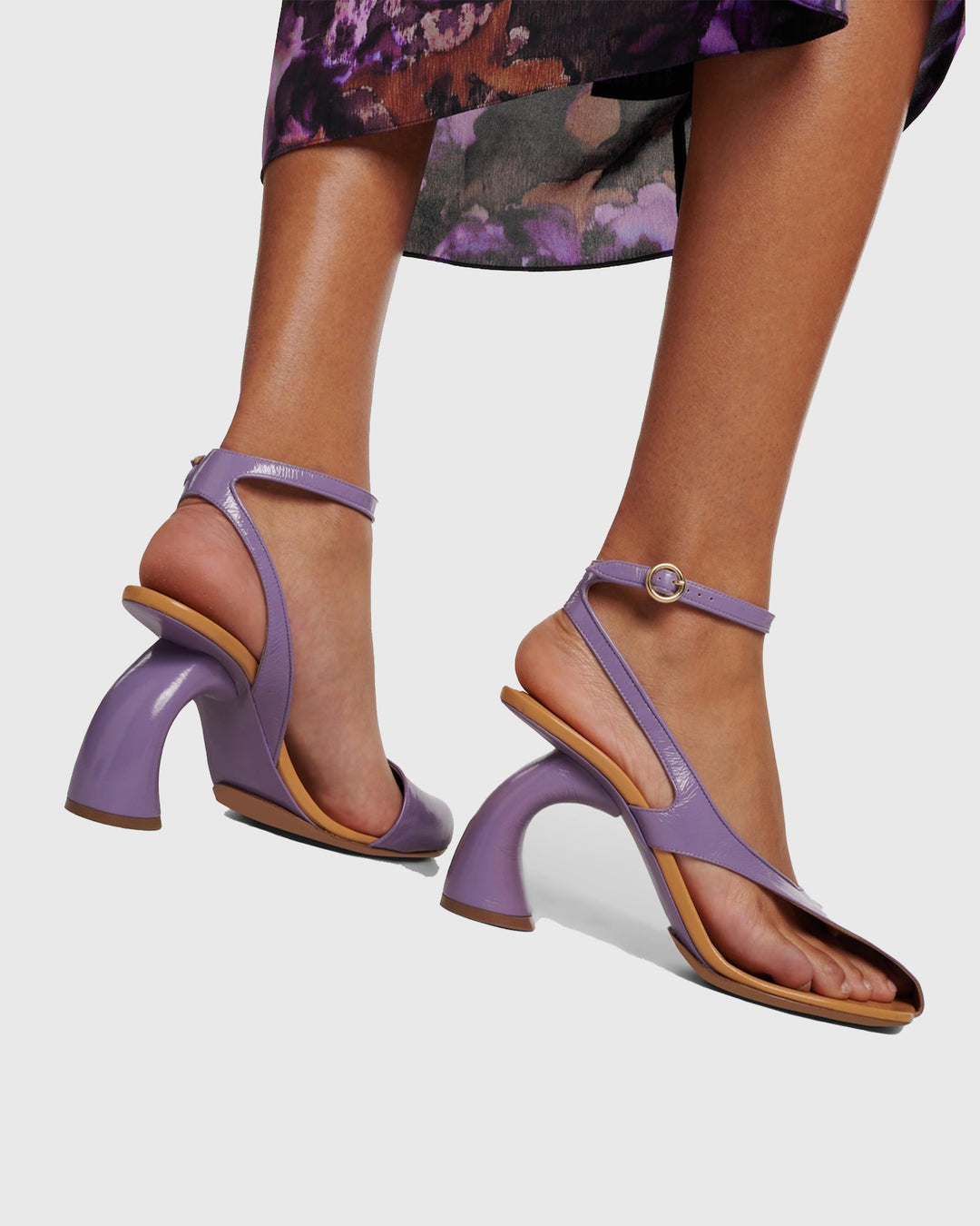 Fina | Women's Split Toe Flared Heel Sandals in Purple