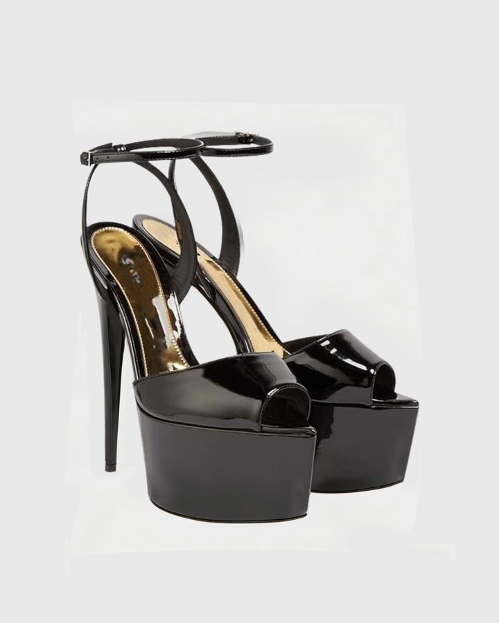 Freya | Women's Peep Toe Platform Sandals in Black