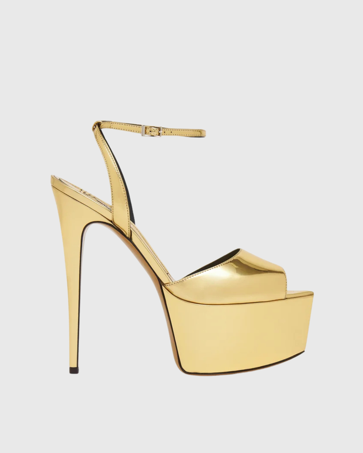 Freya | Women's Peep Toe Platform Sandals in Gold