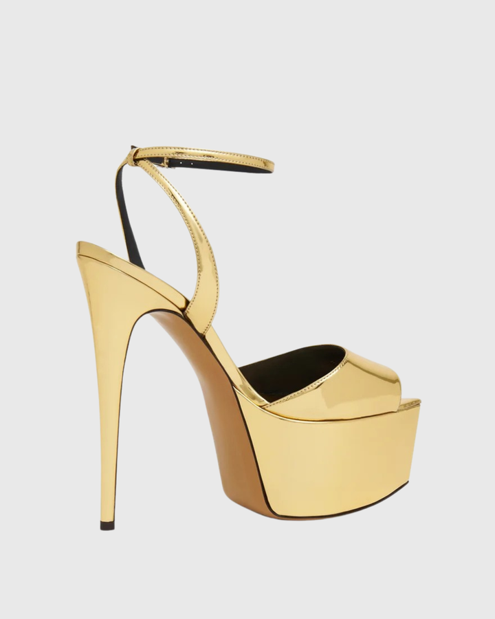 Freya | Women's Peep Toe Platform Sandals in Gold