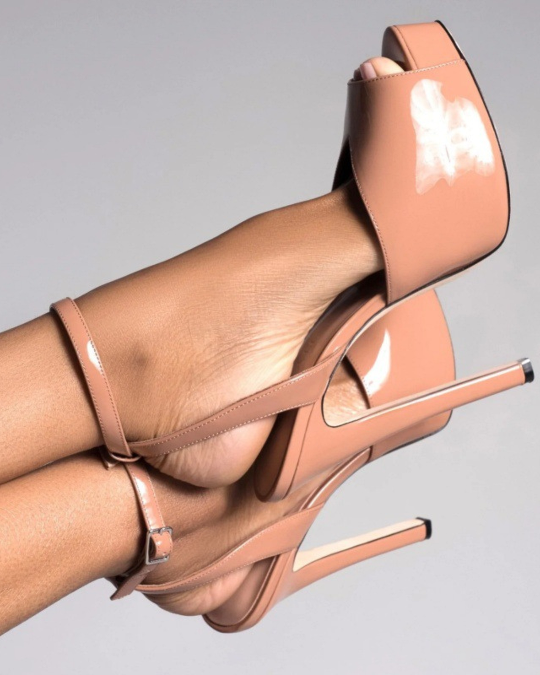 Freya | Women's Patent Leather Platform Pumps in Beige