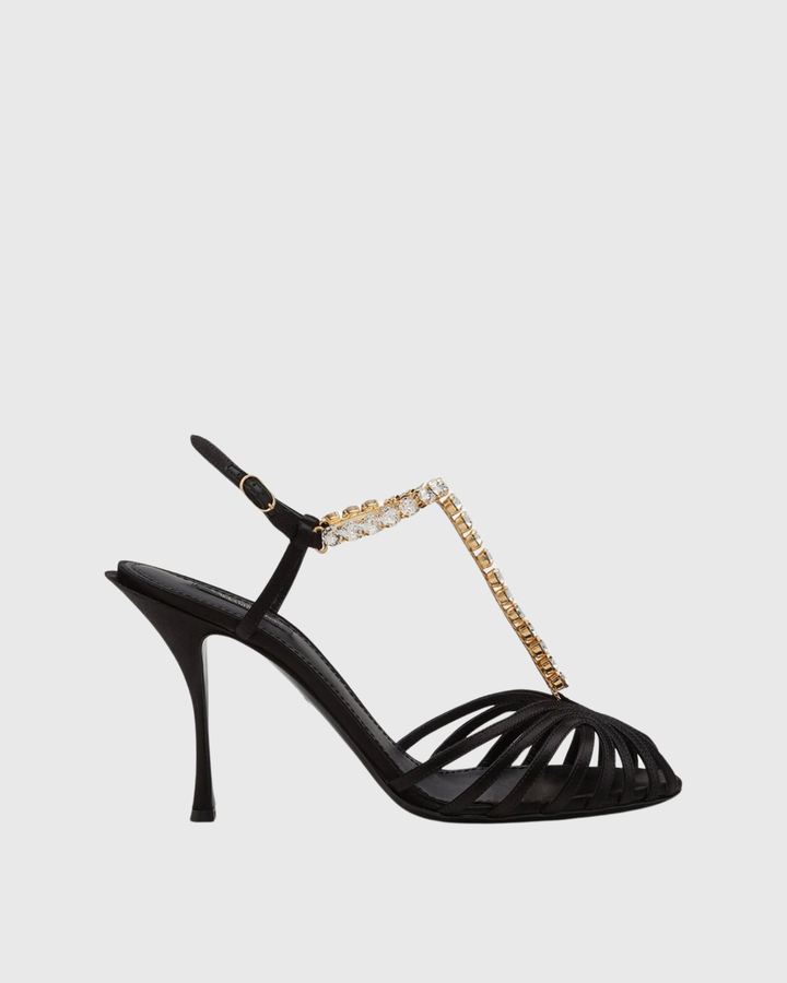 Giannina | Women's Golden Rhinestone Chain Cage Sandals