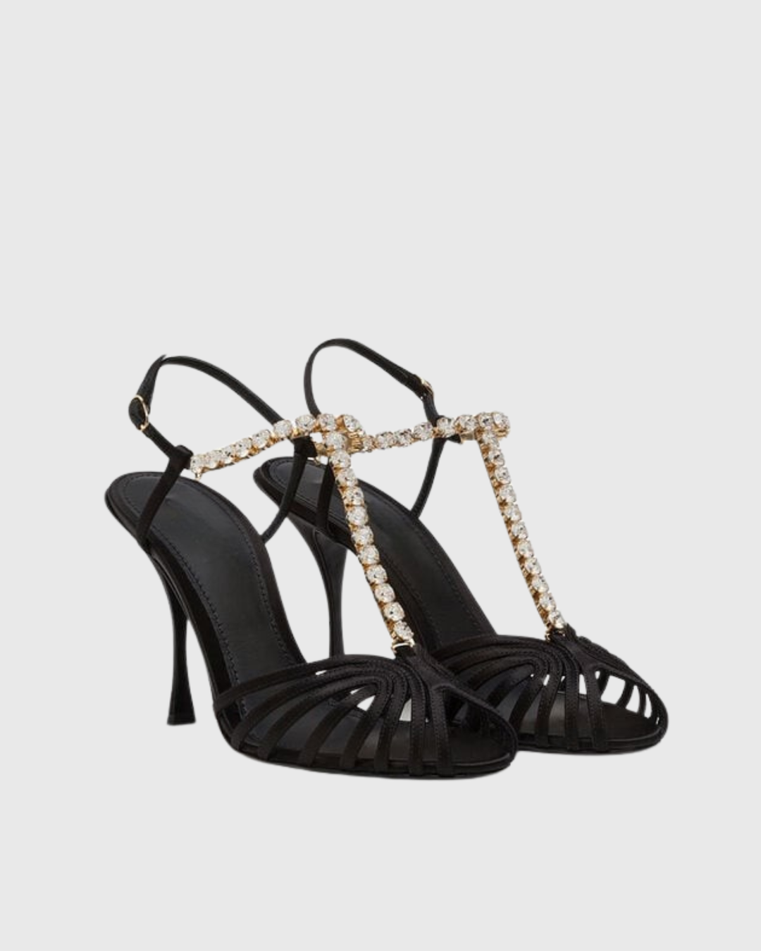 Giannina | Women's Golden Rhinestone Chain Cage Sandals