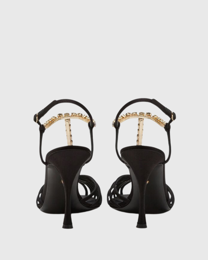 Giannina | Women's Golden Rhinestone Chain Cage Sandals