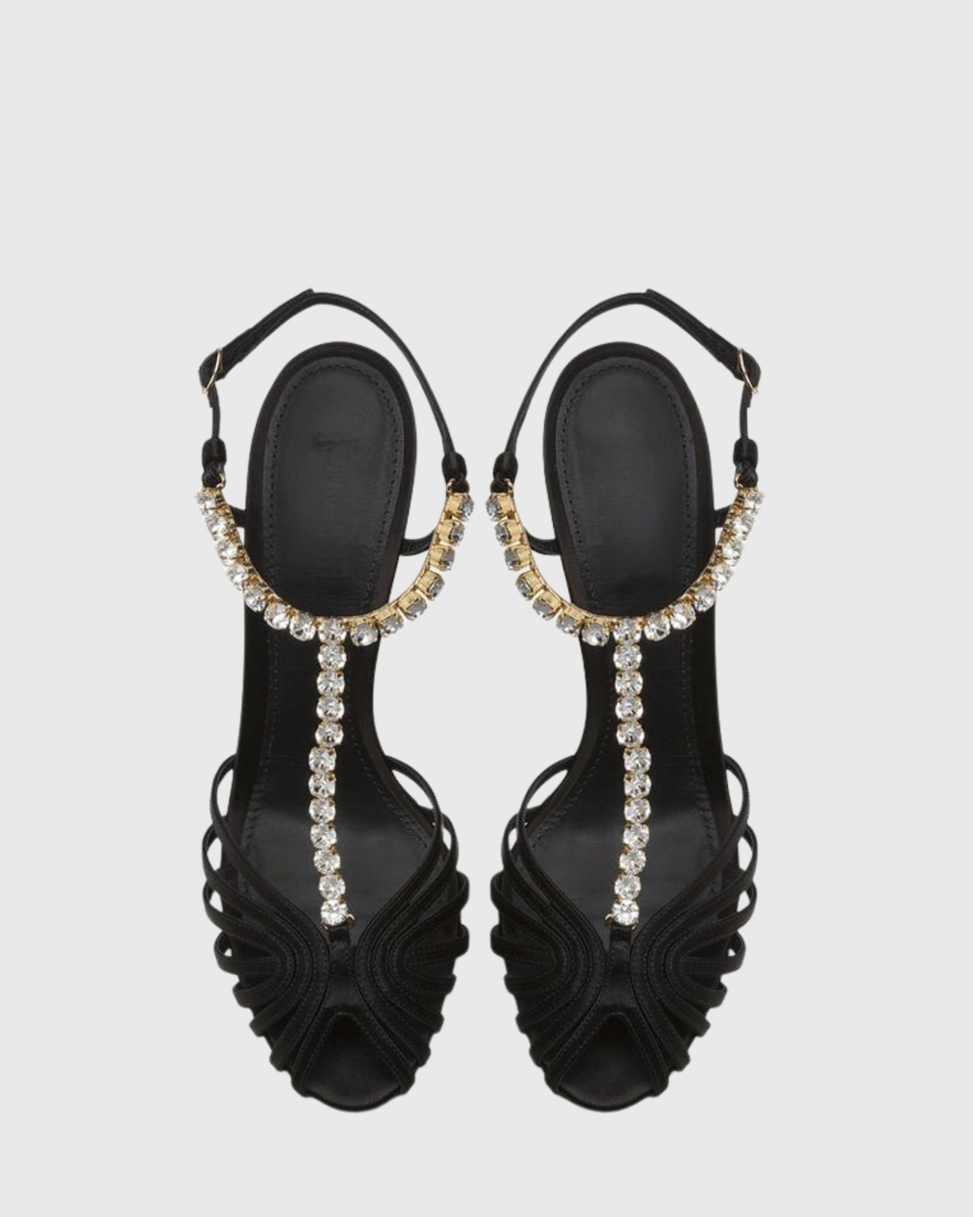 Giannina | Women's Golden Rhinestone Chain Cage Sandals