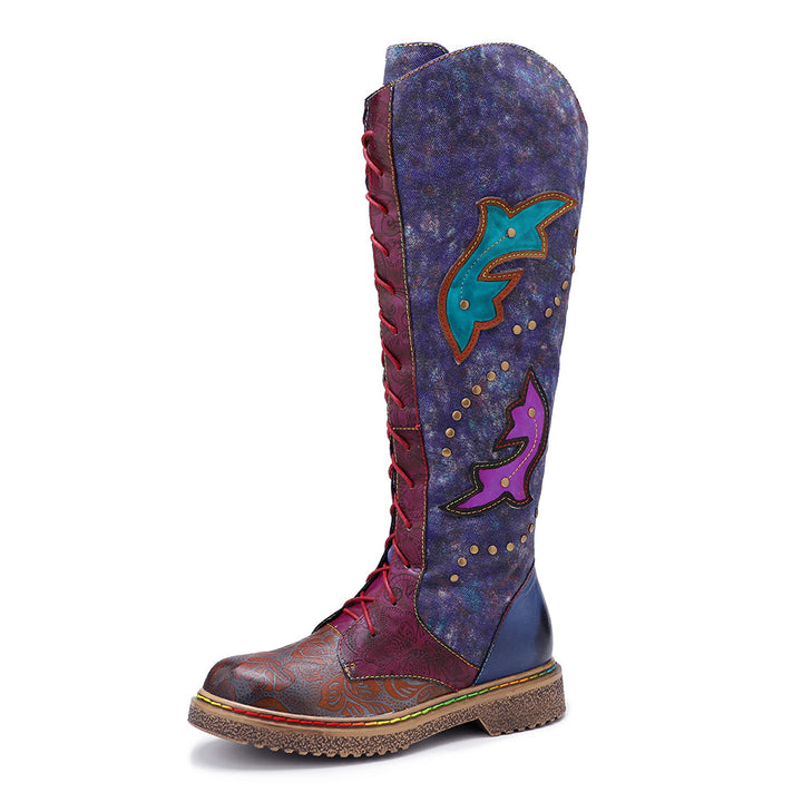 Retro Handmade Leather Flat Bottomed Boots
