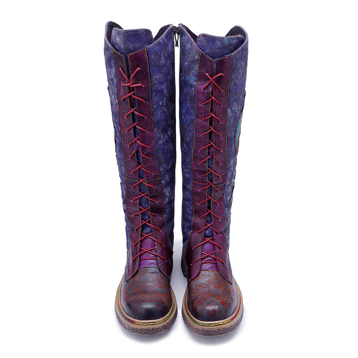 Retro Handmade Leather Flat Bottomed Boots