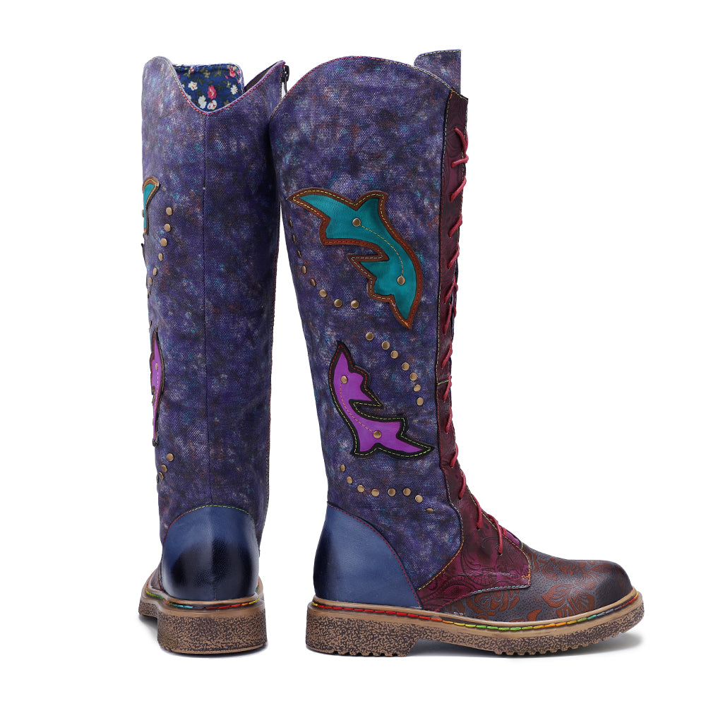 Retro Handmade Leather Flat Bottomed Boots