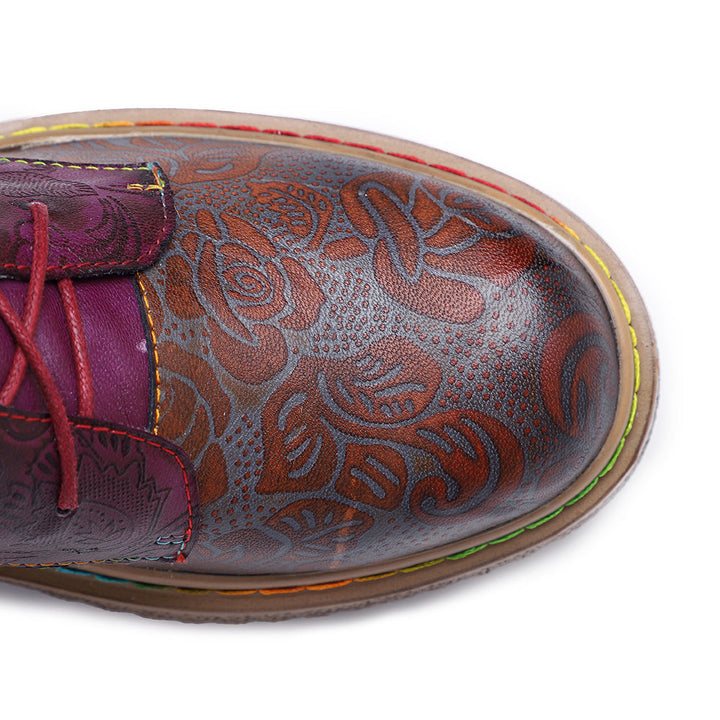 Retro Handmade Leather Flat Bottomed Boots