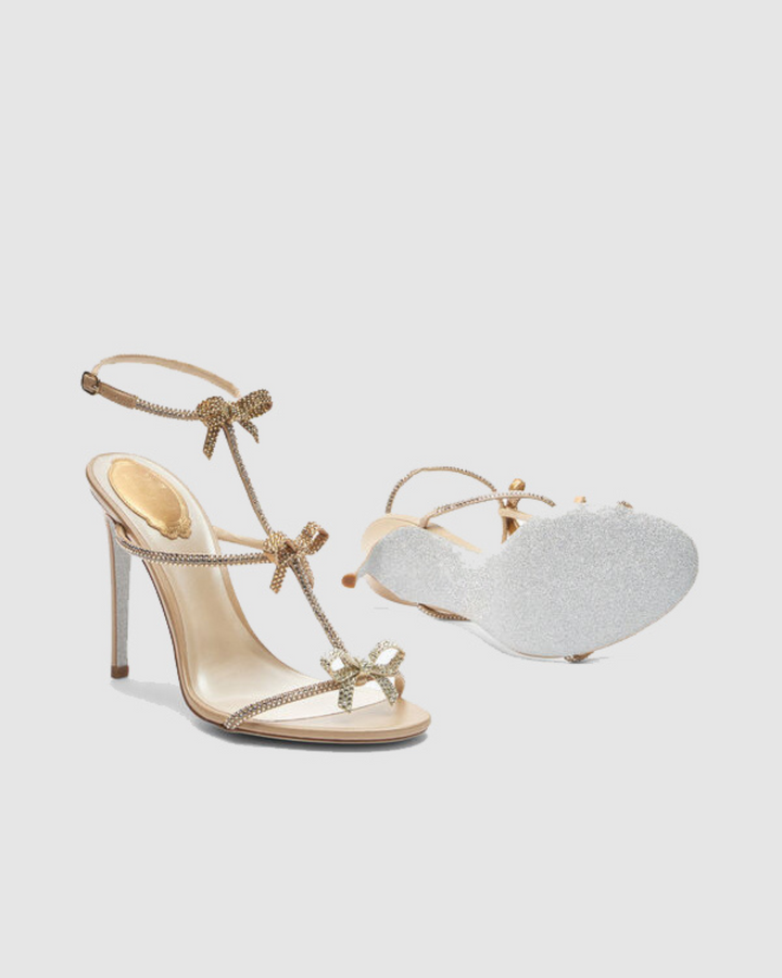 Ilaria | Women's Rhinestone Bow Strap Heeled Sandals