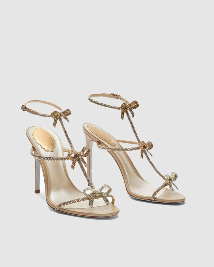 Ilaria | Women's Rhinestone Bow Strap Heeled Sandals